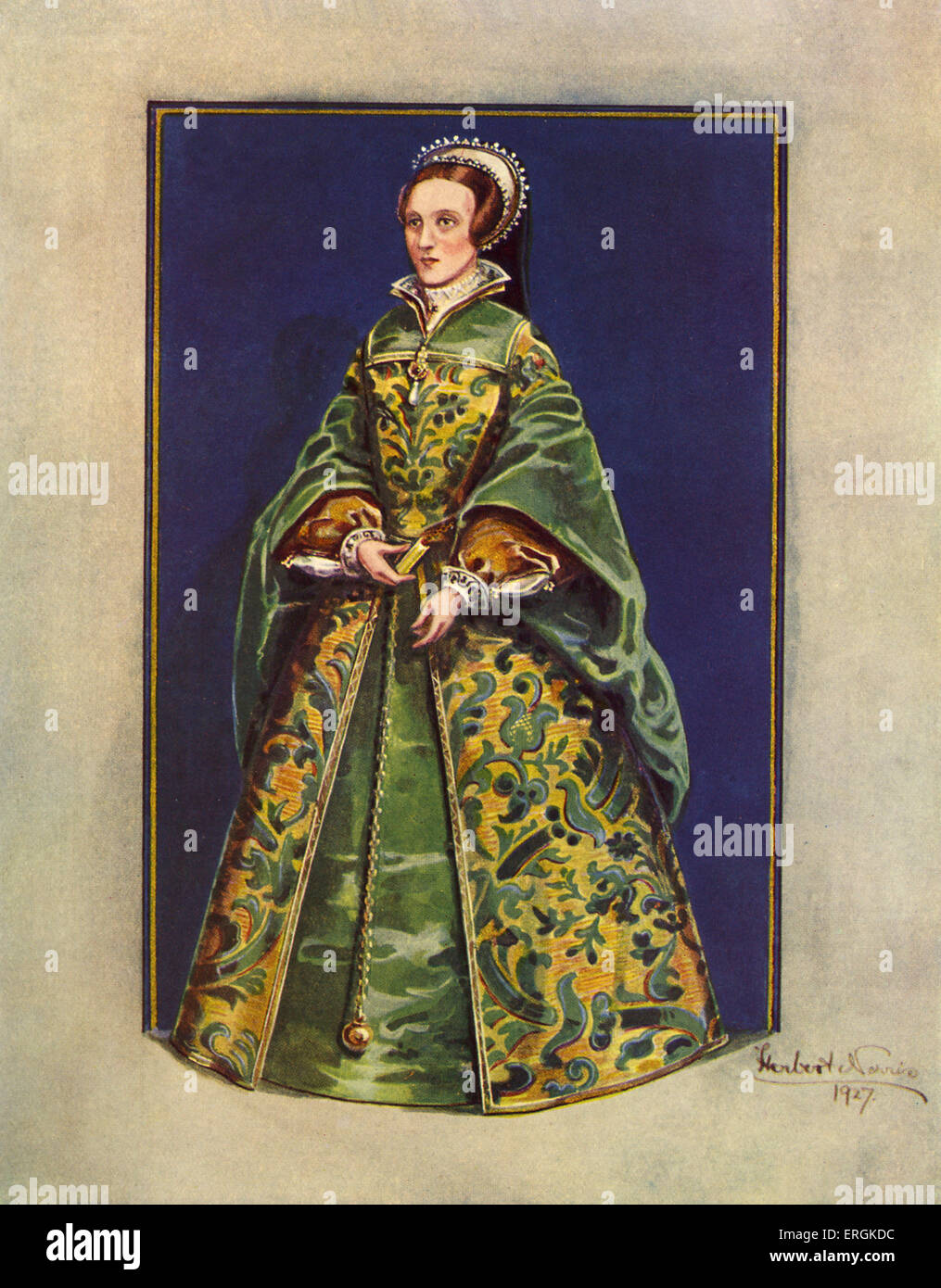 Lady Jane Grey (1536-1554) nach einem Gemälde von Herbert Norris. Lady Jane Grey war wegen Hochverrats hingerichtet, von Mary ich nachdem sie Stockfoto