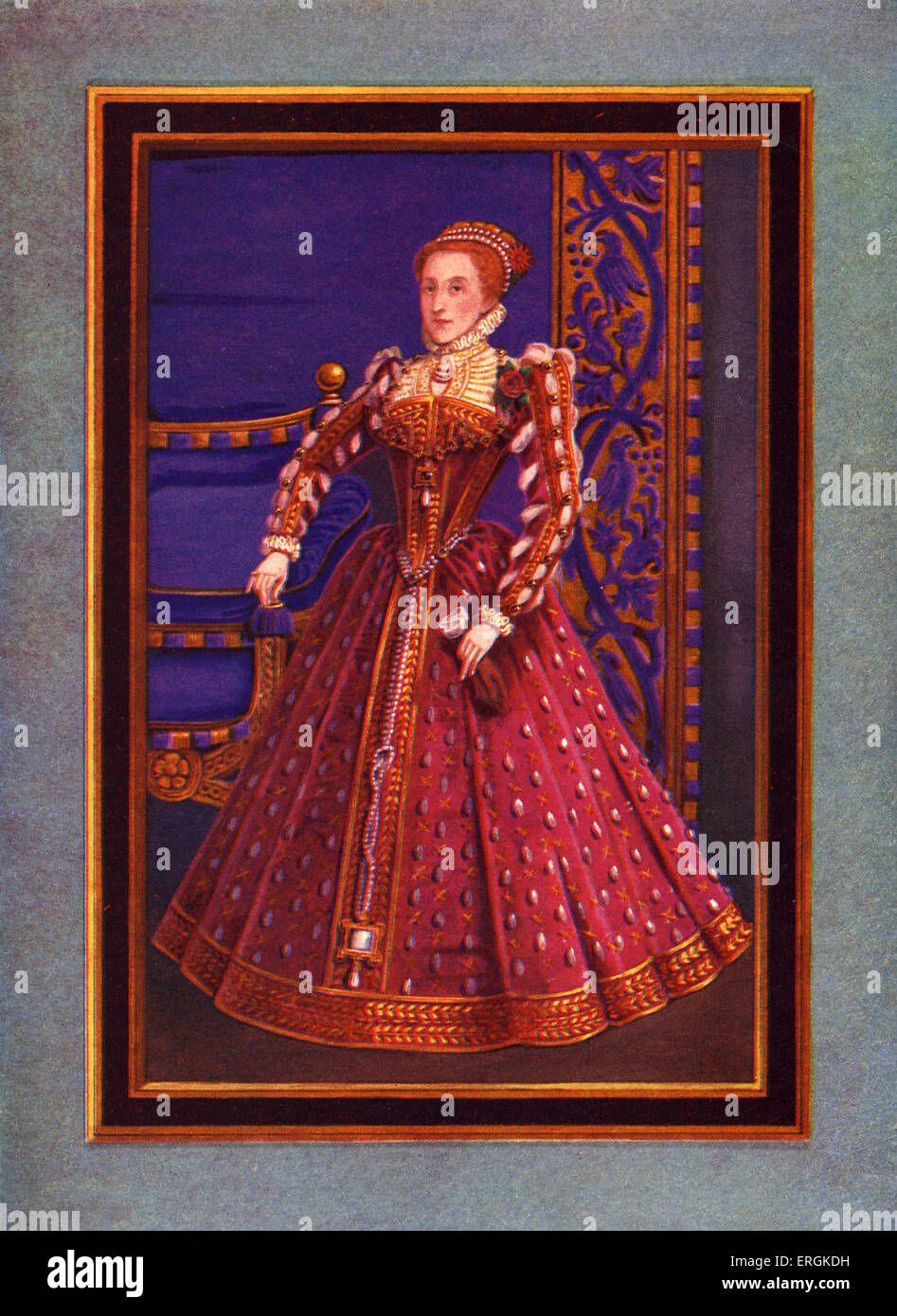 Queen Elizabeth Tudor (1533-1603), Porträt gemalt 1570. Nach Porträt gemalt von Federigo Zuccaros (1540-1609).  Herbert Stockfoto