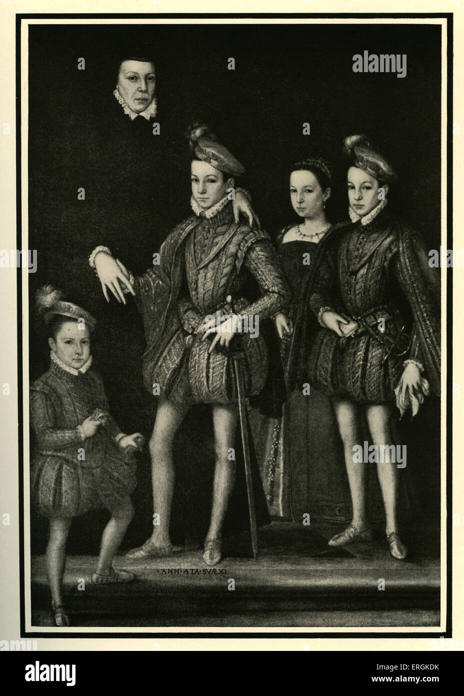 Caterina de' Medici (1519-1589) und ihre Familie. Katharina war die Tochter von Lorenzo II de' Medici (1492-1519) und die Königin Stockfoto