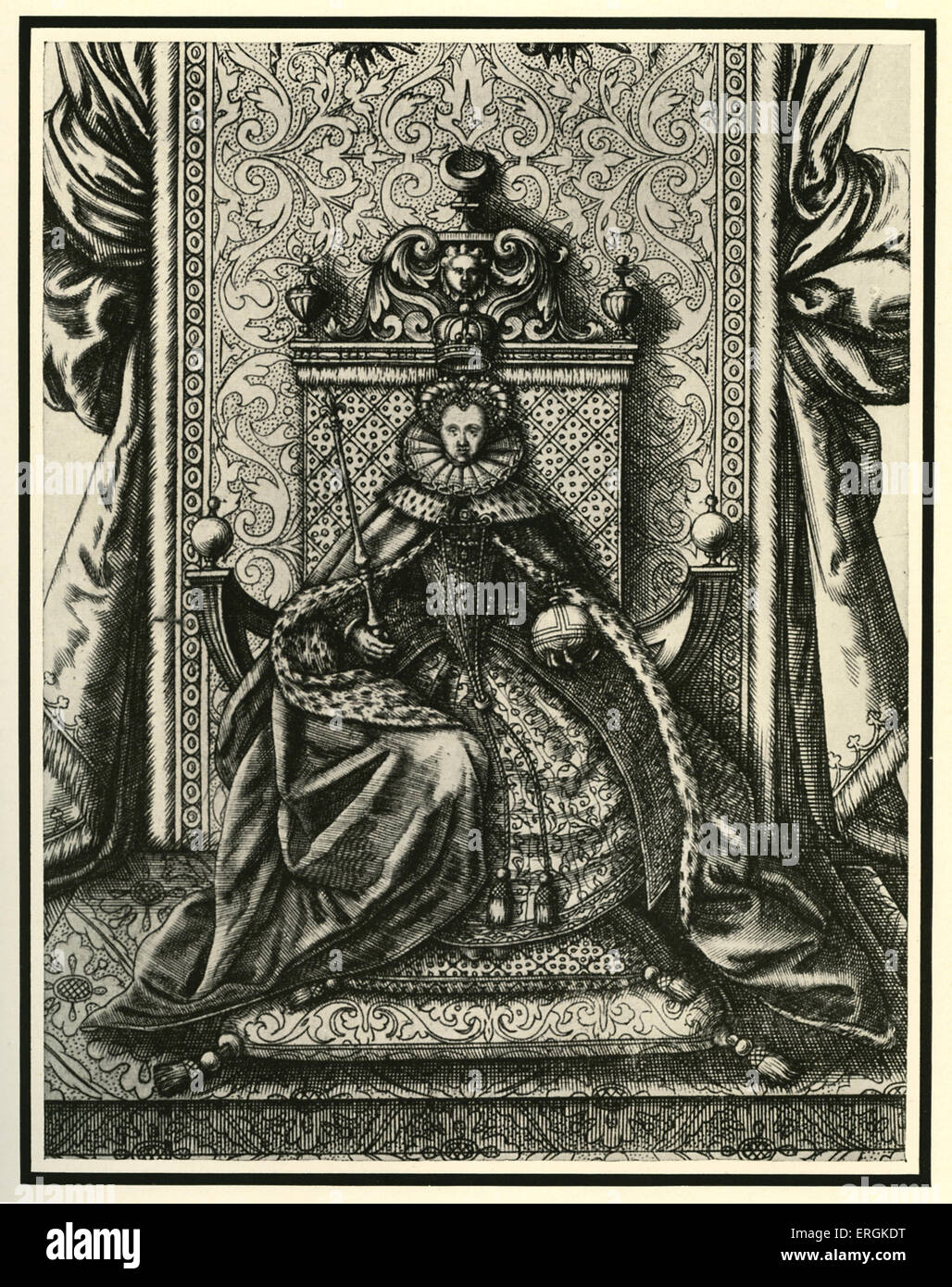 Queen Elizabeth ich (1533-1603) sitzen im Parlament. Vor Cromwell war es noch traditionell für das Parlament, regelmäßig Stockfoto