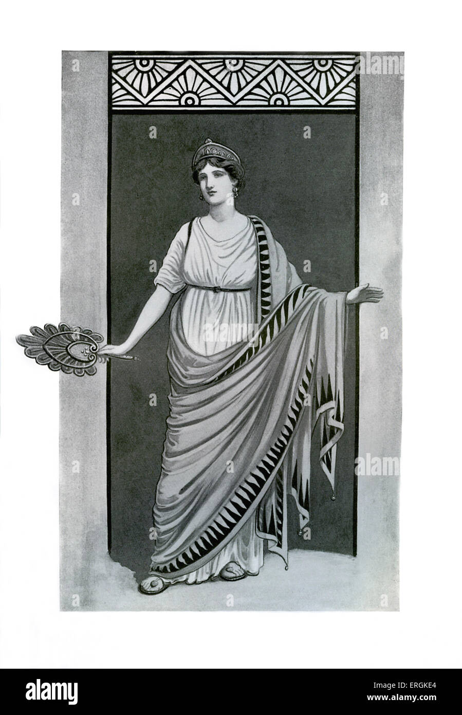 Historische griechische Mode - Himation.  Ein Kleid zwischen 550 v. Chr. und 300 n. Chr. in Griechenland und Rom getragen. Maler Herbert Norris gestorben Stockfoto