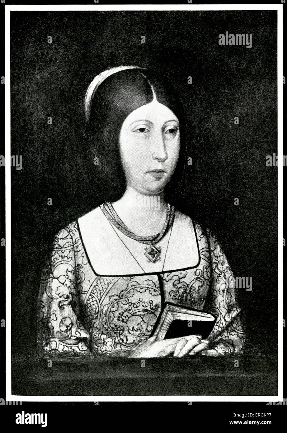Isabella von Kastilien / die katholische (1451-1504). Königin von Kastilien und Leon von 1474 und Frau mit Ferdinand von Aragon / Stockfoto