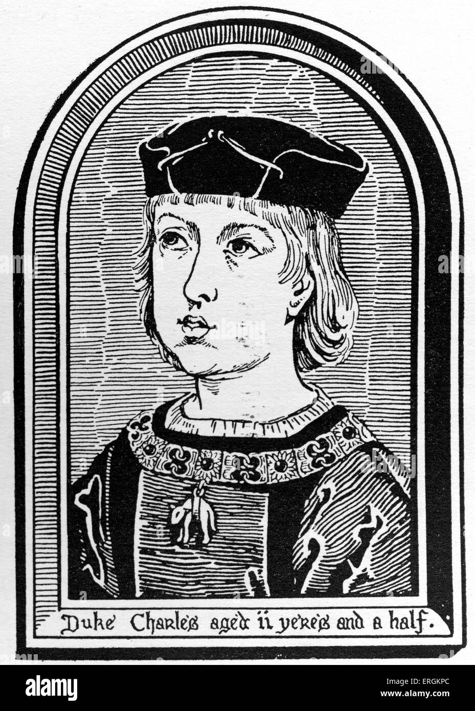 Karl v. (1500-1558) im Alter von zwei und eine Hälfte. Sohn von Johanna von Kastilien (1479-1555) und Philipp i. von Kastilien (1478-1506). Lineal Stockfoto