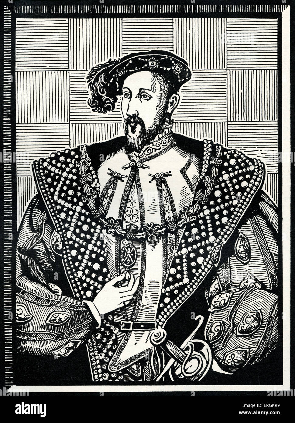 König James V von Schottland (1512-1542) im Jahre 1540. Mitglied des Stuart / Stewart, die König wurde 1513 aber kam zu full house Stockfoto