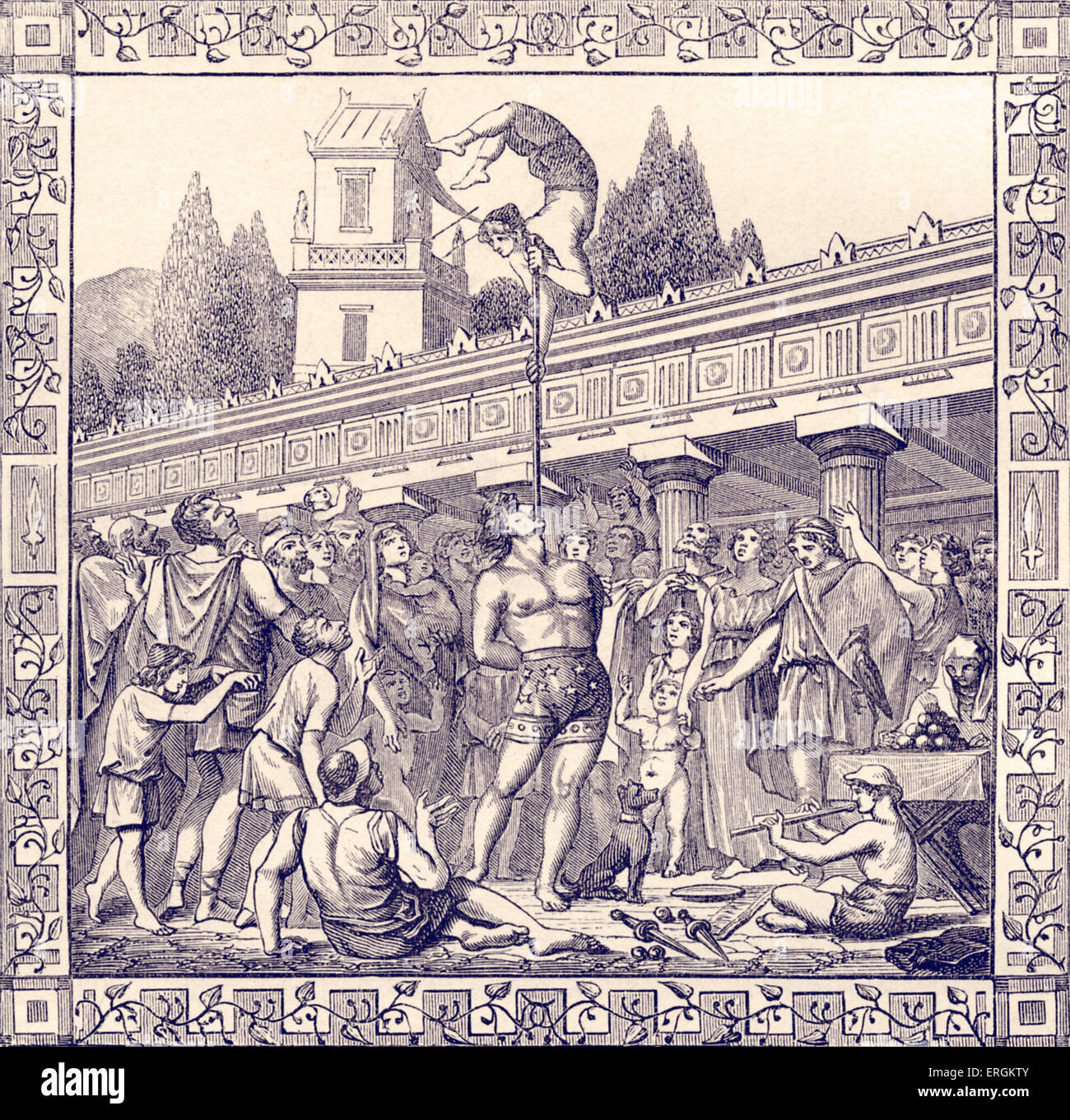 Akrobaten im alten Rom - Gravur. Veröffentlichte 1885. Französisch: 'Equilibristes Dans l' Antiquité ". Stockfoto