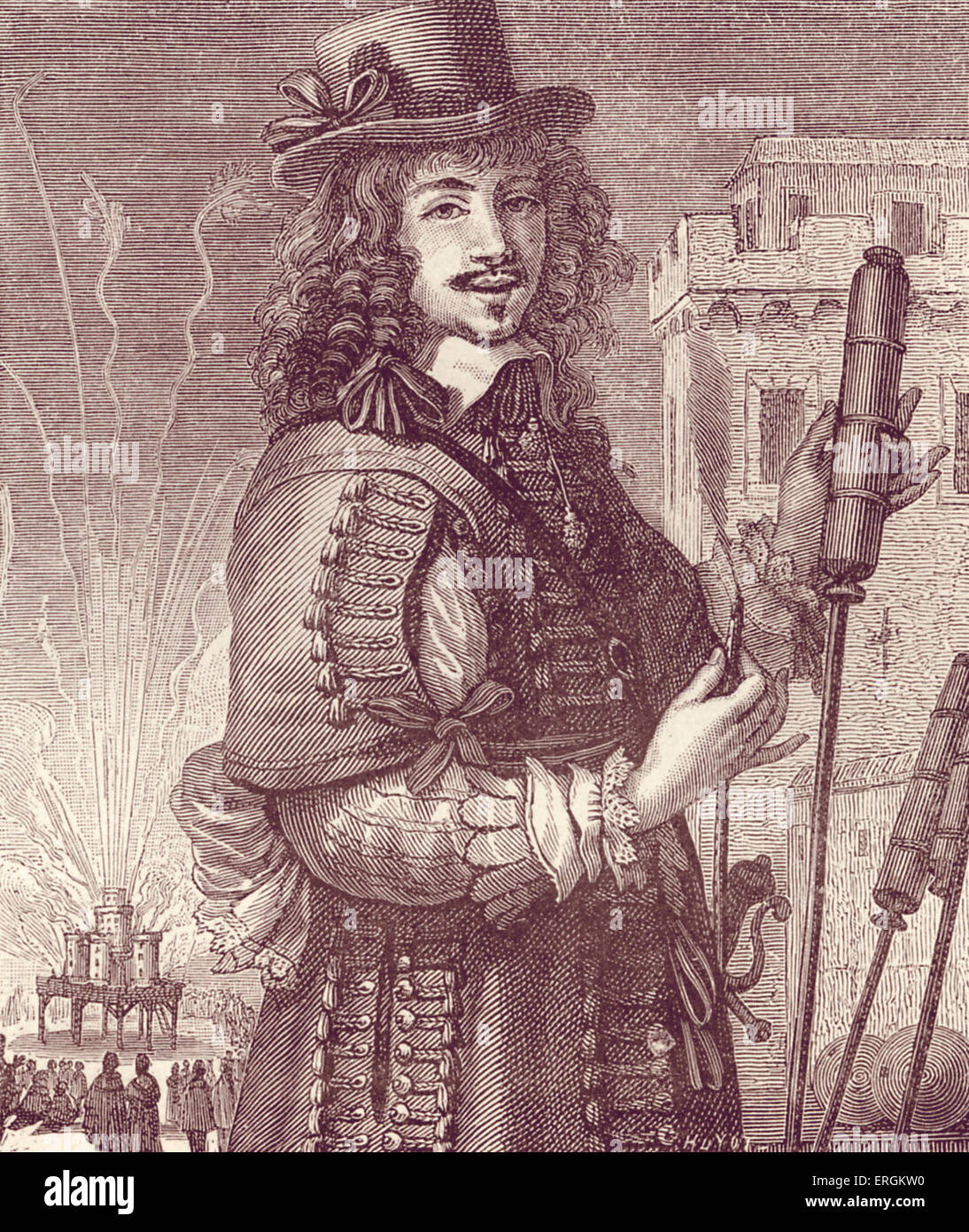 Feuerwerk-Hersteller, 17. Jahrhundert. Von Gravur veröffentlicht 1885. Stockfoto