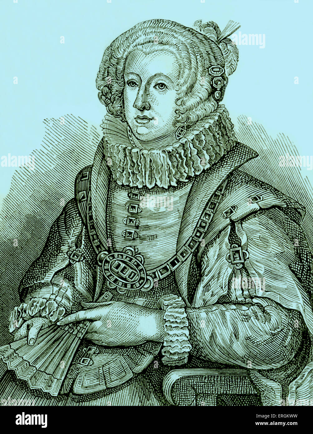 Maria von Österreich / Maria von Österreich / Maria von Ungarn (5 September 1505 – 18 Oktober 1558). Frau des Königs Louis II und Königin Stockfoto