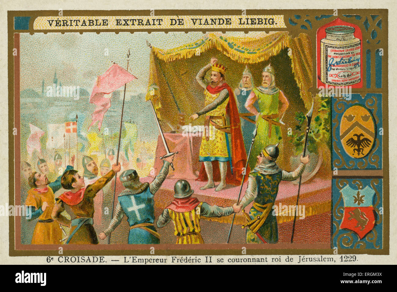 Kaiser Frédéric II gekrönt König von Jerusalem im Jahre 1229 während der Sechsten Kreuzzug (1228 – 1229). (Französisch: 6e Croisade-L'Empereur Stockfoto