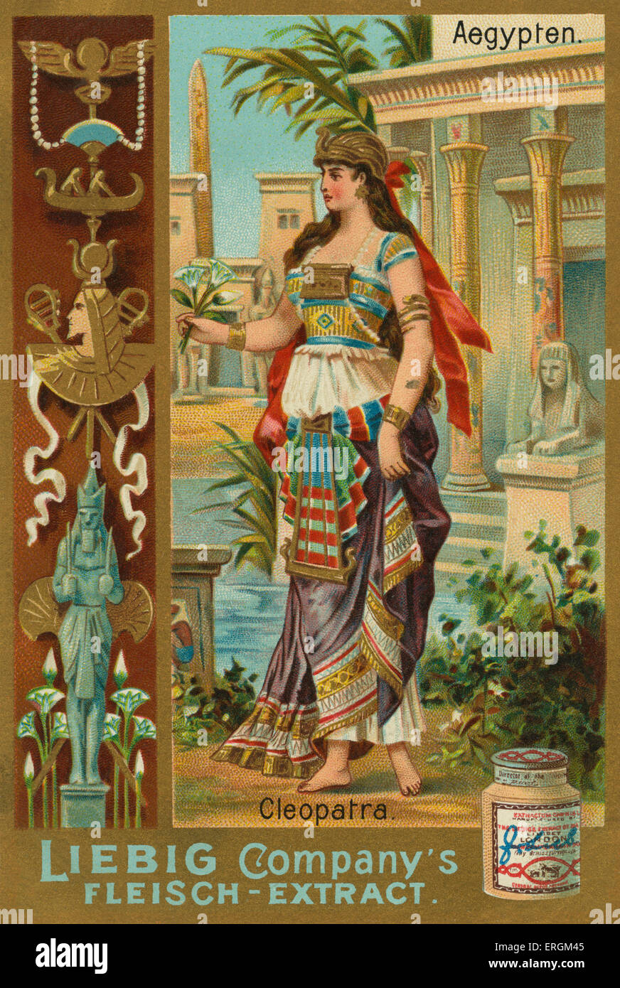 Kleopatra (69 BC – 30 BC) - der letzte Pharao des alten Ägypten (51 – 30 v. Chr.). Liebig-Karte, berühmte Frauen der Antike, 1897 Stockfoto