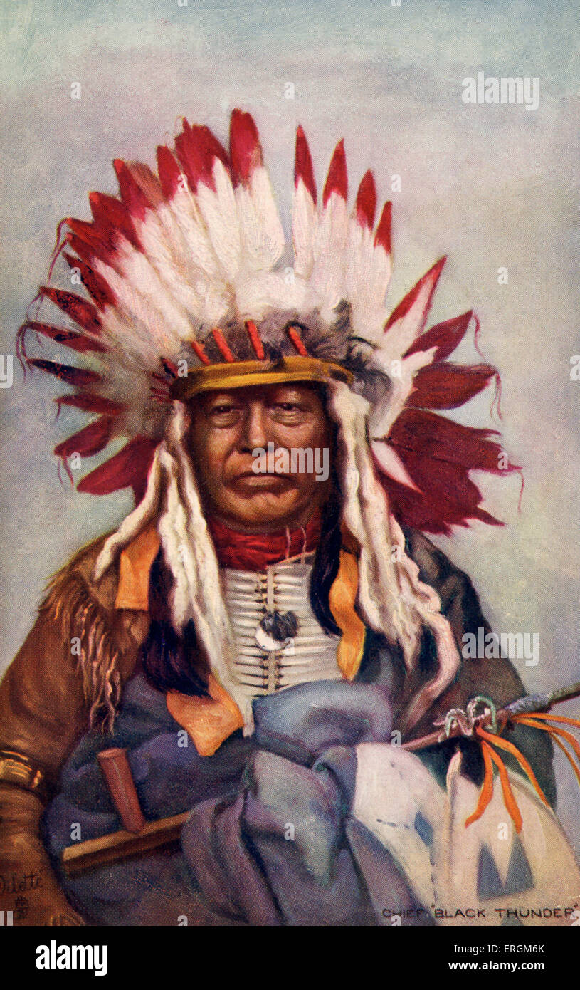 Chief Black Thunder war eine Navajo American Indian Chief. Diese Illustration machte Ende des 19. Jahrhunderts. Umgekehrte Beschriftung behauptet, dass er Bruder Chief Yellow Thunder war. Stockfoto