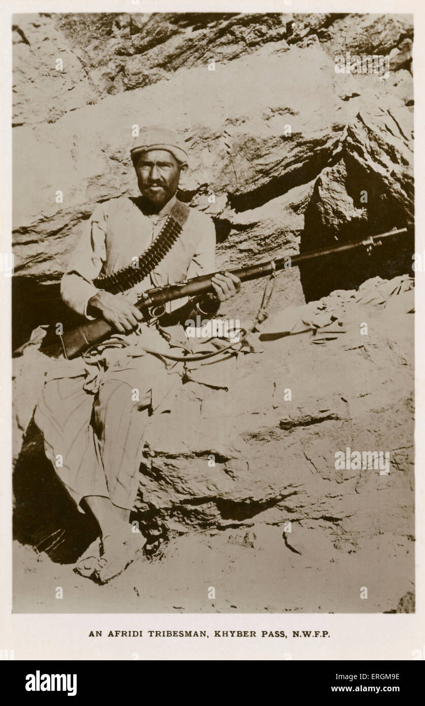 Afghanische Stammesangehörige, Khyber-Pass. Foto aufgenommen Anfang des 20. Jahrhunderts. Der Khyber-Pass verbindet Afghanistan und Pakistan, zwischen Stockfoto