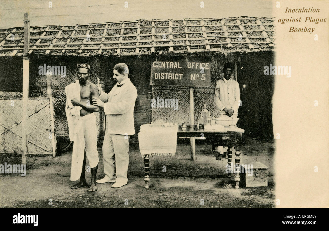 Impfungen im Klinikum Pest, Mumbai (Bombay). Farbausführung Foto aufgenommen im Jahr 1922. Stockfoto
