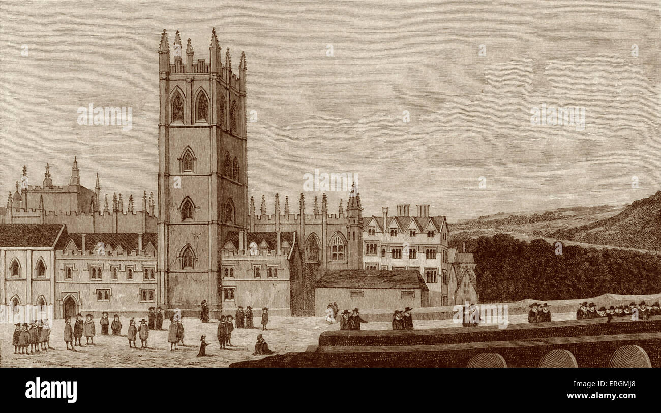 Magdalen College, Oxford, 17. Jahrhundert. Magdalen College wurde 1458 - dieses Bild, vor dem Bau des neuen gegründet. Stockfoto