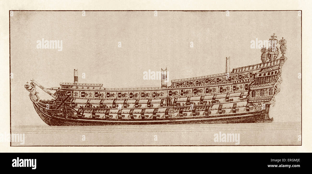 Die Soleil Royal. Im Jahre 1668 erbaut und im Jahre 1689 in Auftrag