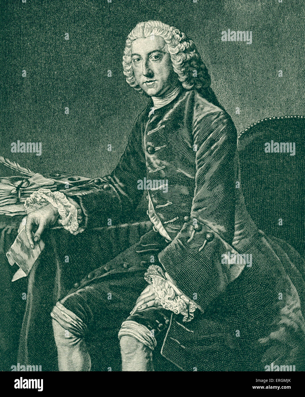 William Pitt, Earl of Chatham - Porträt. Englische Whig-Politiker, politischer Führer während des Siebenjährigen Krieges: 15. November 1708 – 11. Mai 1778. Stockfoto