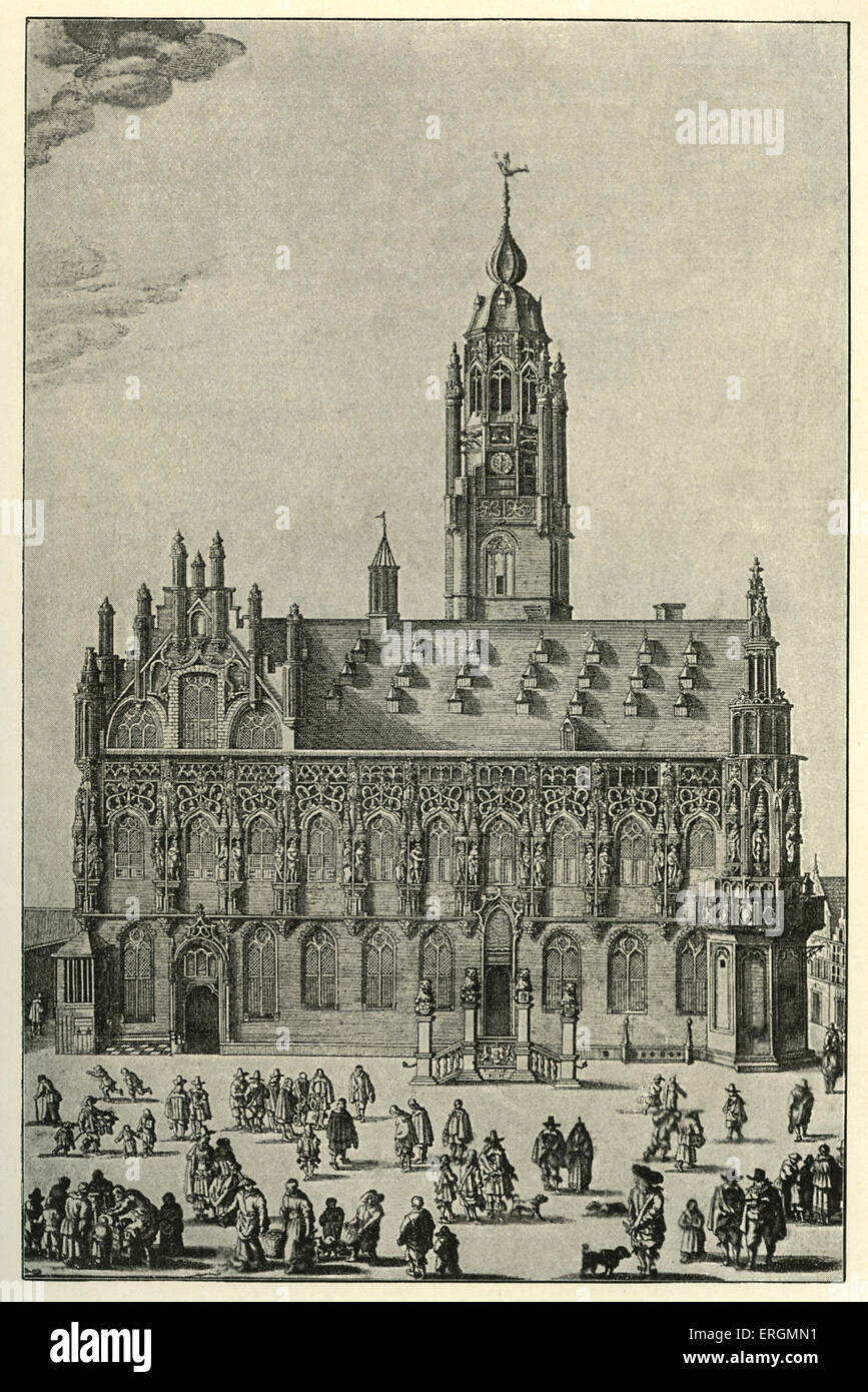 Die City Hall, Middelburg, Hauptstadt der niederländischen Provinz Zeeland. Ein Zollhaus Handelshafen im Mittelalter, das Rathaus Stockfoto