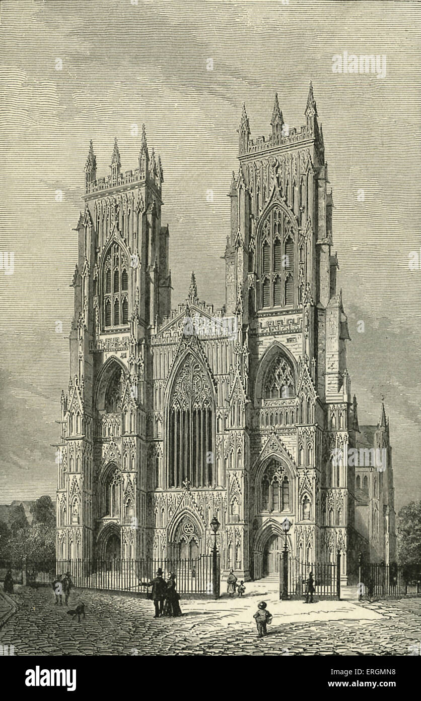 York Minster ist eine Kathedrale in York, 1408 fertiggestellt. Diese Illustration nach einer Zeichnung von Ende des 18. Jahrhunderts. Stockfoto