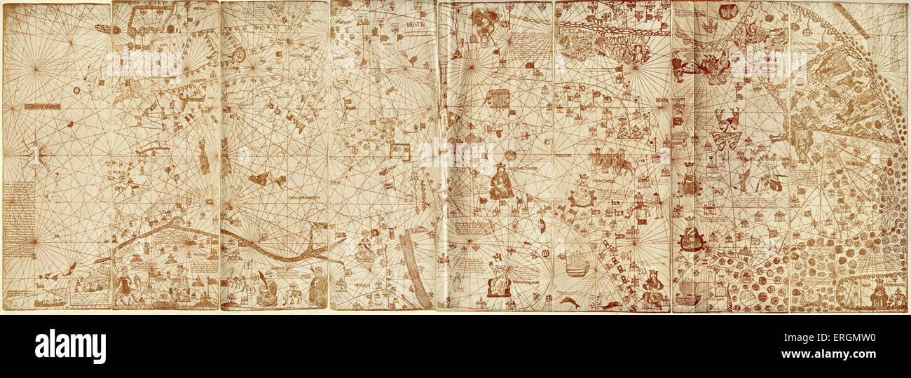 Die katalanischen Atlas von Jehuda Cresques, 1375. Jehuda Cresques, auch bekannt als Jafudà Cresques, Jaume Riba und Cresques lo Juheu Stockfoto