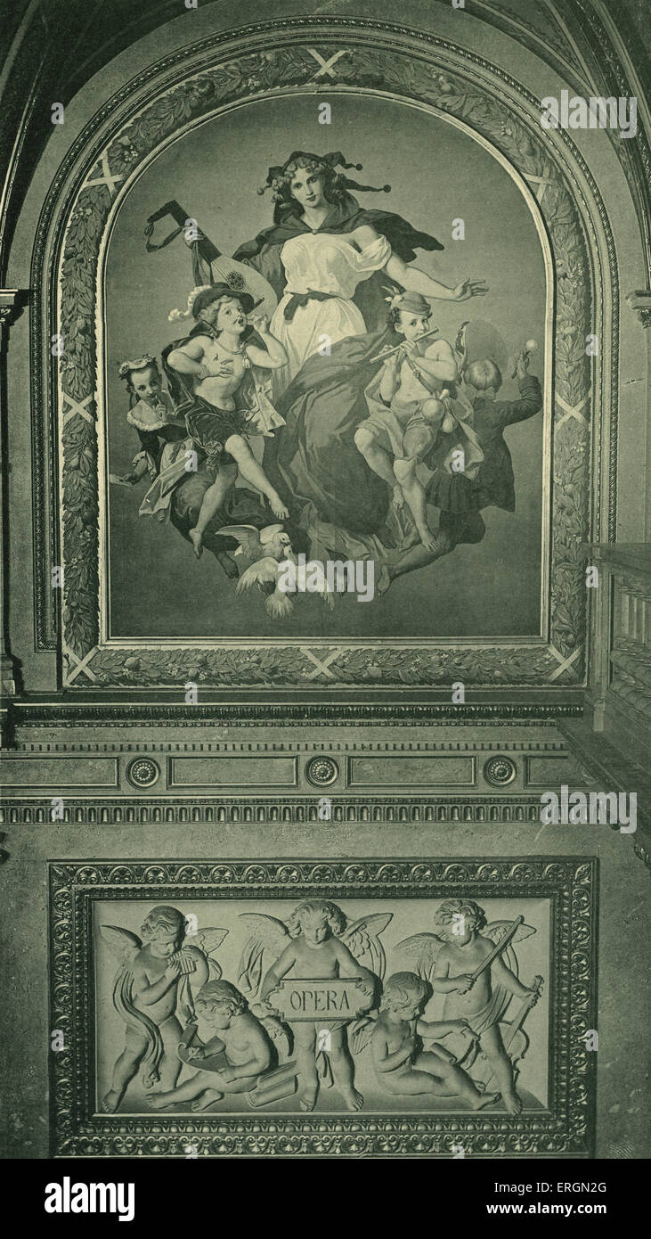 Fresko von Grand Opera House in Wien zum Thema der Oper.  Dobiaschofsky, Franz Joseph: 23. November 1818 in Wien - 7 Stockfoto