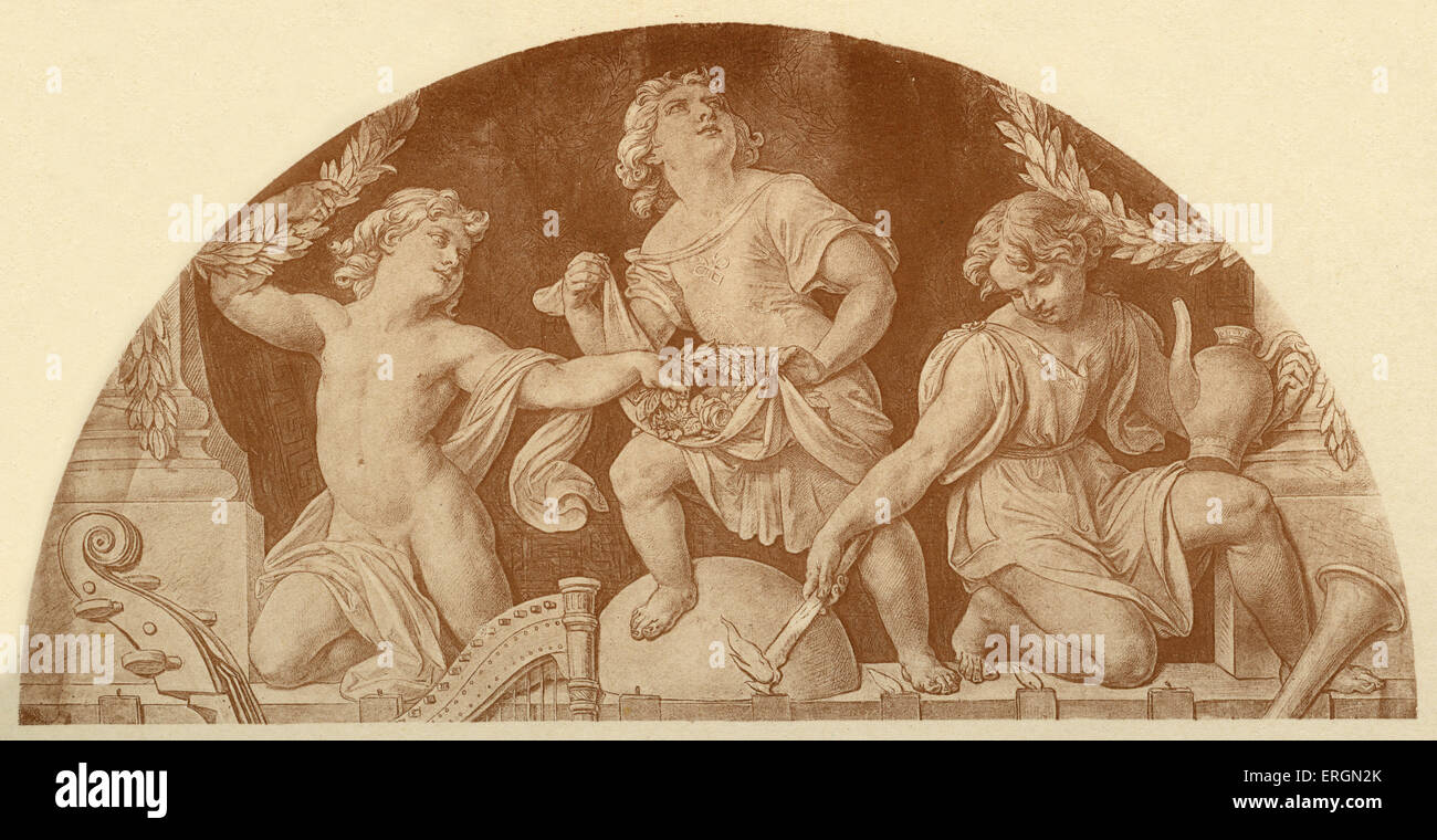 Carl Rahls Cupids - Amoretten. Putten ruht.  Von Wiener Staatsoper 13. August 1812 – 9. Juli 1865. Stockfoto