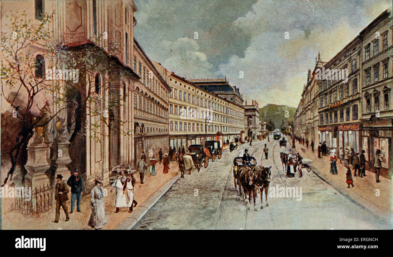PRAG. Ferdinandova Trida Malstil Czechpostcard Stockfoto