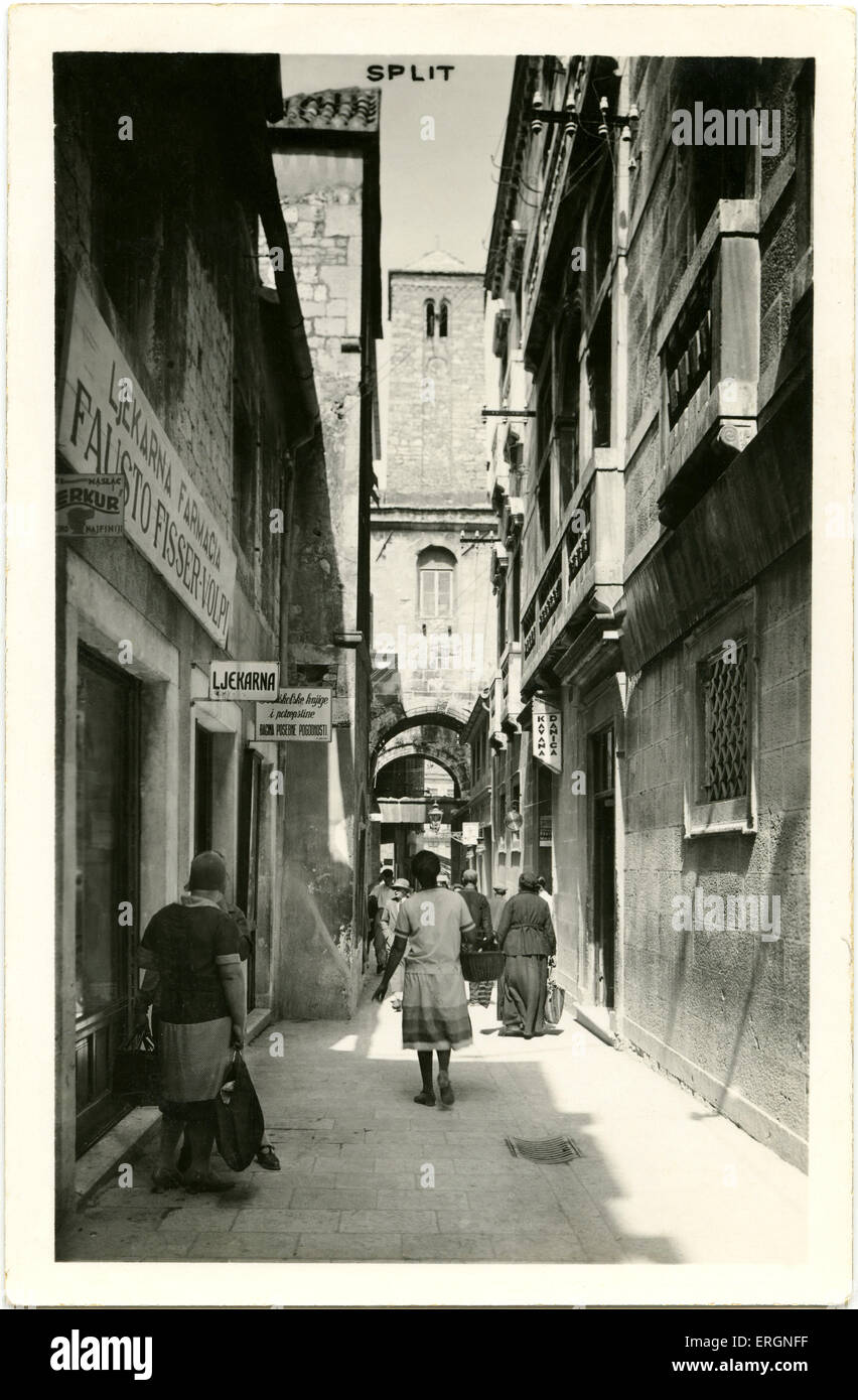 Straßenszene in Split in Kroatien. Datum nicht bekannt Stockfoto
