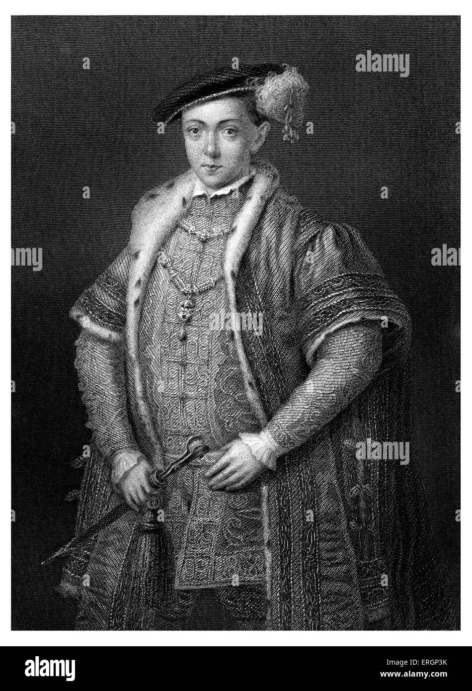 Edward VI, Portrait.  König von England und Irland von 28 Januar 1547 bis zu seinem Tod. 12 Oktober 1537 – 6 Juli 1553. Stockfoto