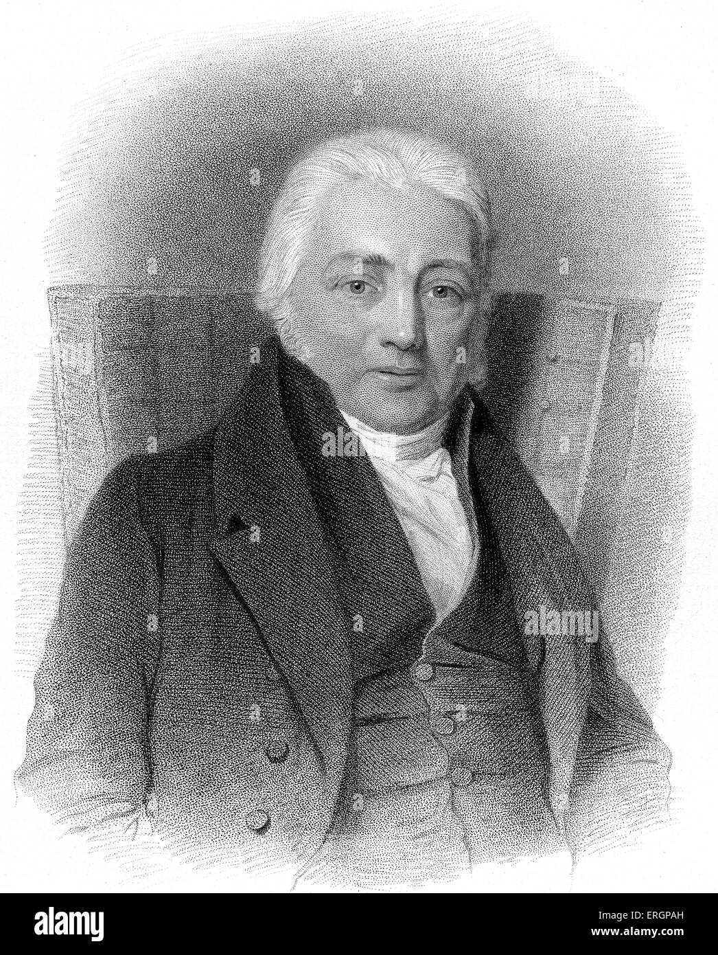 Coleridge. Englischer Dichter, Literaturkritiker und Philosoph. Kupferstich von W. Walker nach Gemälde von A. Wivell. 21. Oktober 1772 – 25. Juli 1834 Stockfoto
