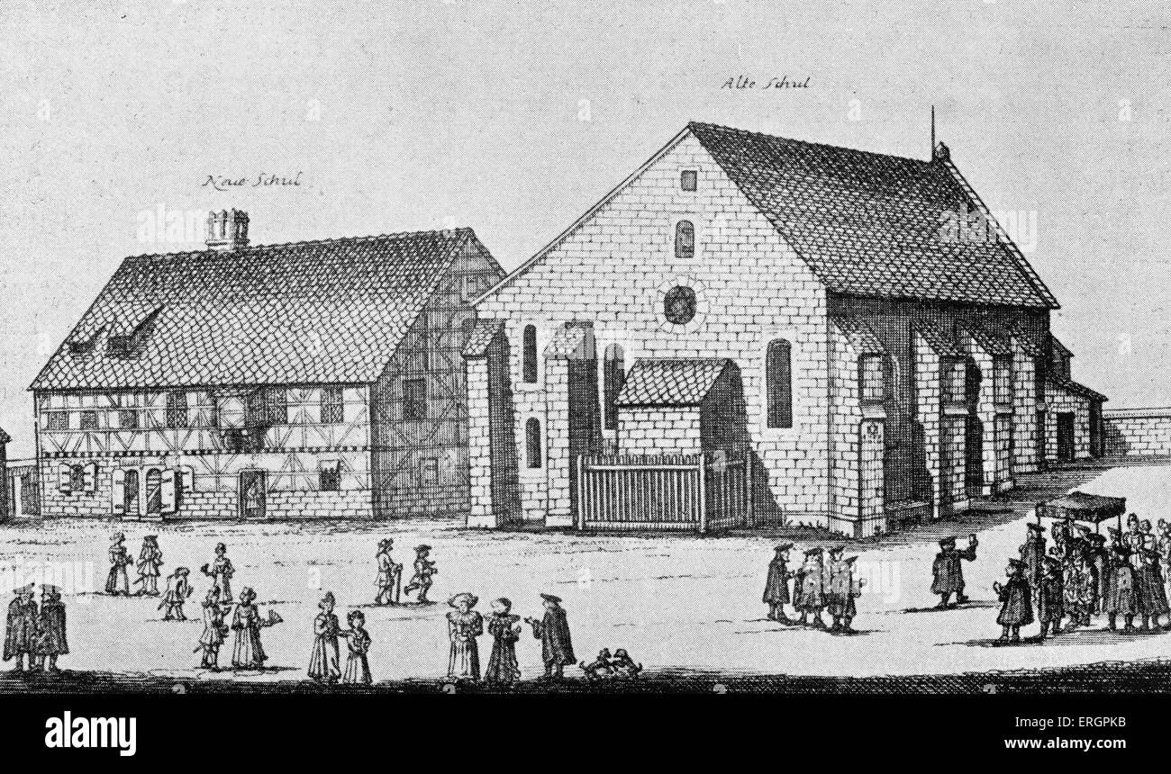 Alte und neue Synagoge von Furth 1708., Middle Franconia Stockfoto