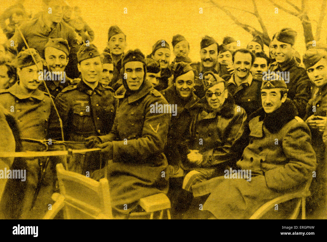 WW2 - blaue Division / División Azul. General Moscardo Besuch der Ostfront. Spanischen Kapitän General, 26. Oktober 1878 – 12. April 1956. Blaue Division / División Azul, eine Einheit der spanischen Freiwilligen, die in der deutschen Armee an der Ostfront des zweiten Weltkriegs diente. Stockfoto