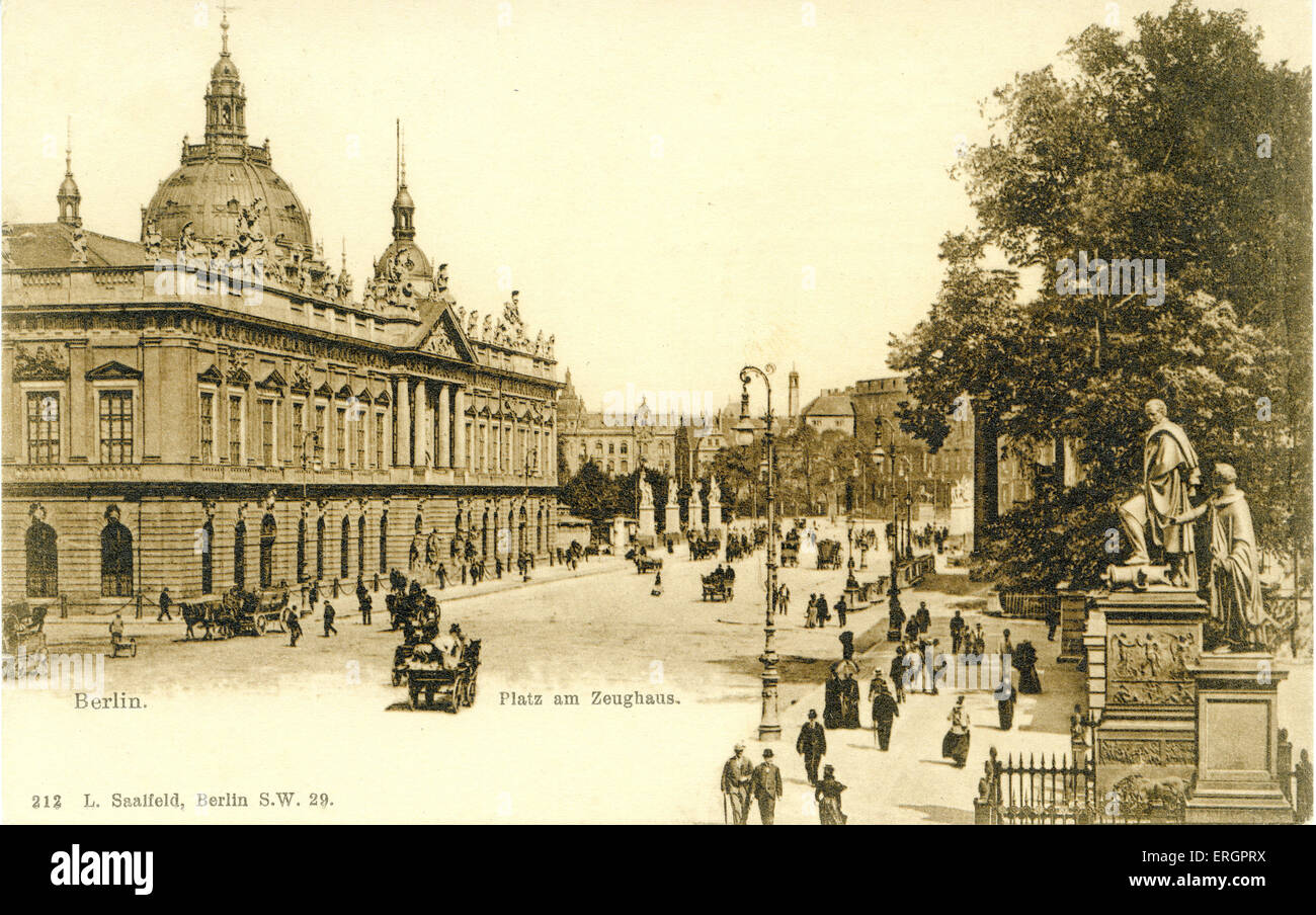 Zeughaus Berlin, Deutschland. Anfang des 20. Jahrhunderts, die Straße zu sehen. Stockfoto