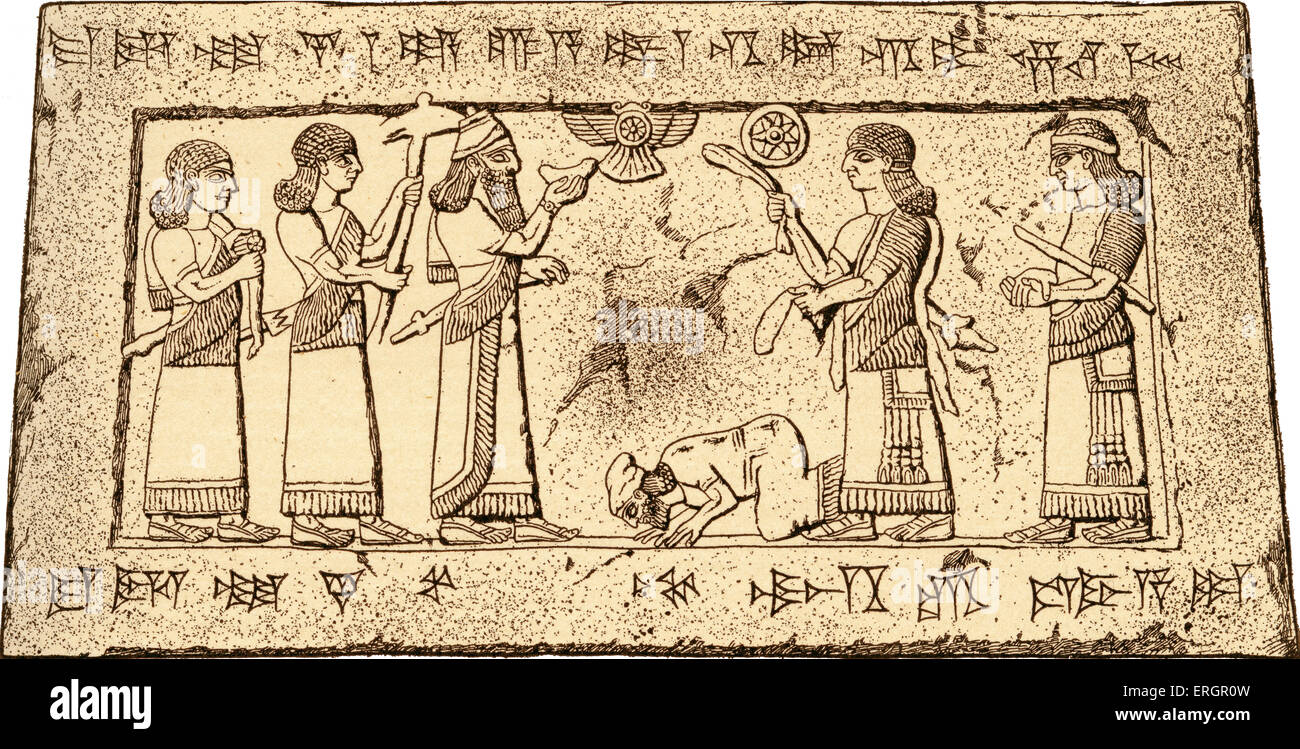 Hommage an Jehu, König von Israel, 841-814 v. Chr.. Nach Abbildung entnommen das Basrelief Schnitzereien an der schwarze Obelisk des Stockfoto