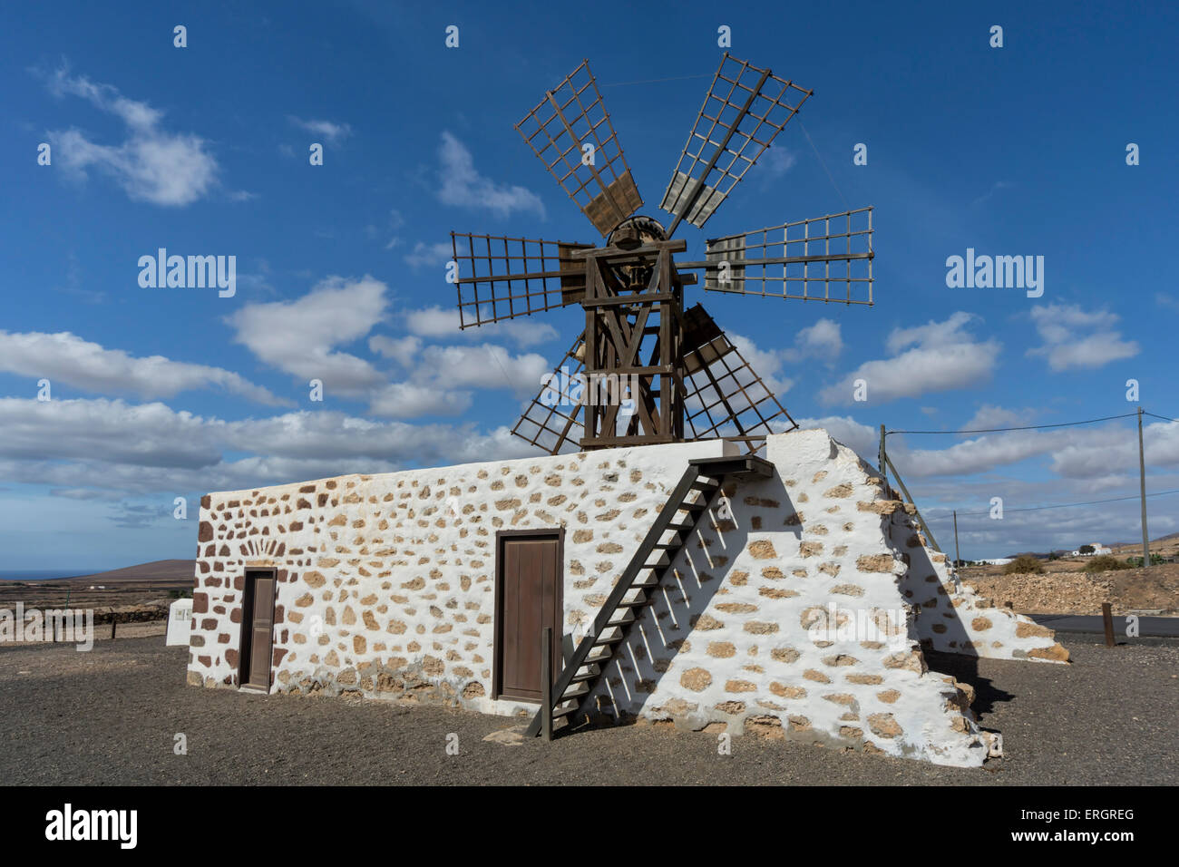 Windmühle in Tefia, Fuerteventura, Kanarische Inseln, Spanien Stockfoto