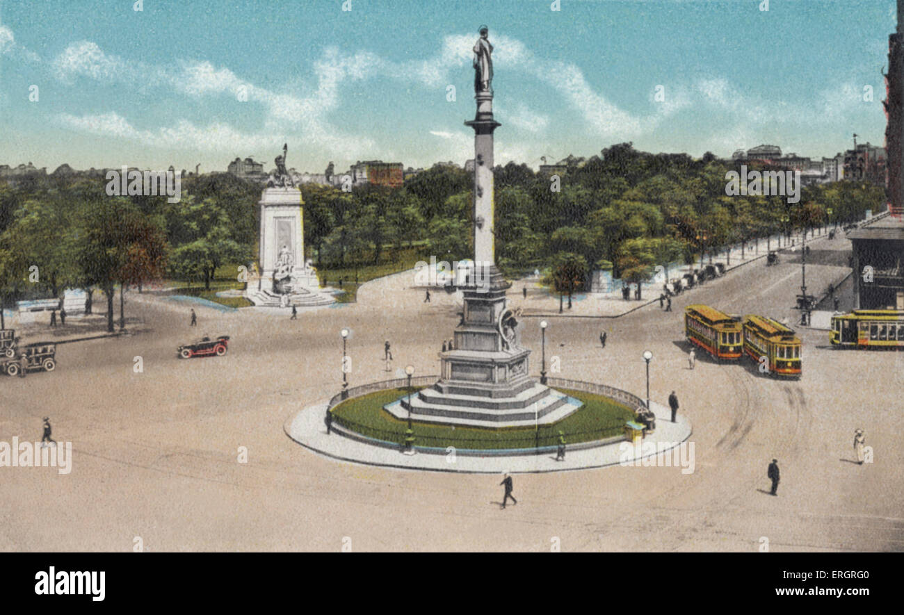 Columbus Circle, New York City Statue zum Gedenken an die Entdeckung Amerikas durch Columbus. Auch errichtet Maine Denkmal 1913 bis Stockfoto