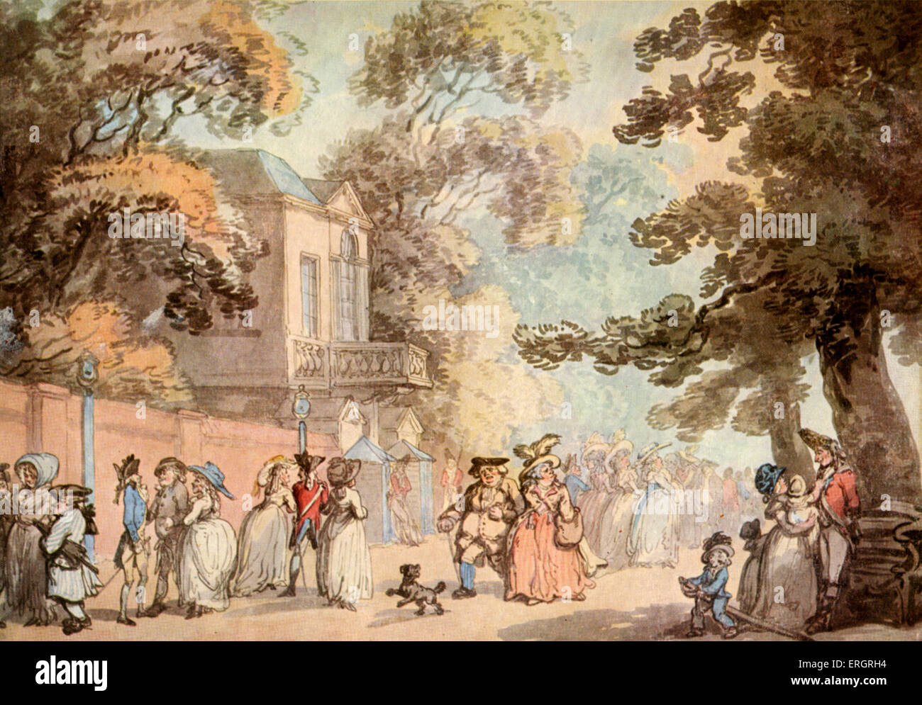 Spring Gardens (Eingang zum Einkaufszentrum), Aquarell von Thomas Rowlandson, 1756-1827.  Gesellschaft.  Zeitgenössische aus dem 18. Jahrhundert Stockfoto