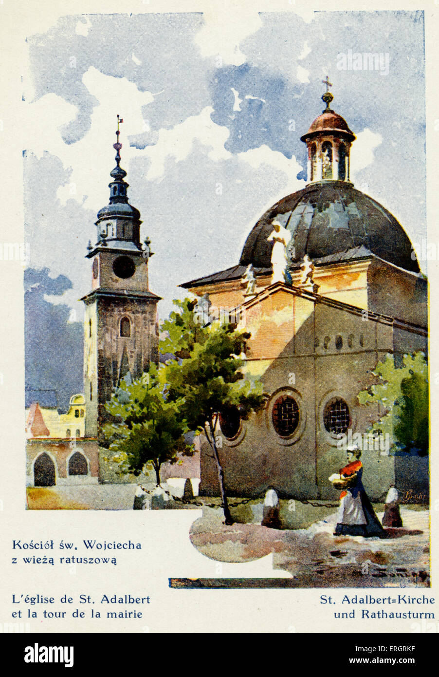 Krakow / Krakau / Polen Stadt Szene die St.AdalbertKirche und dem