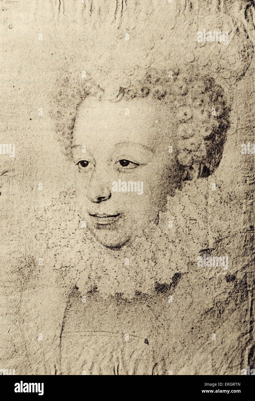 Marguerite de Valois, Königin von Navarra (Frankreich), Portrait Illustration. 14 Mai 1553 - 27. Mai 1615.  Verheirateter König von Navarra, Stockfoto