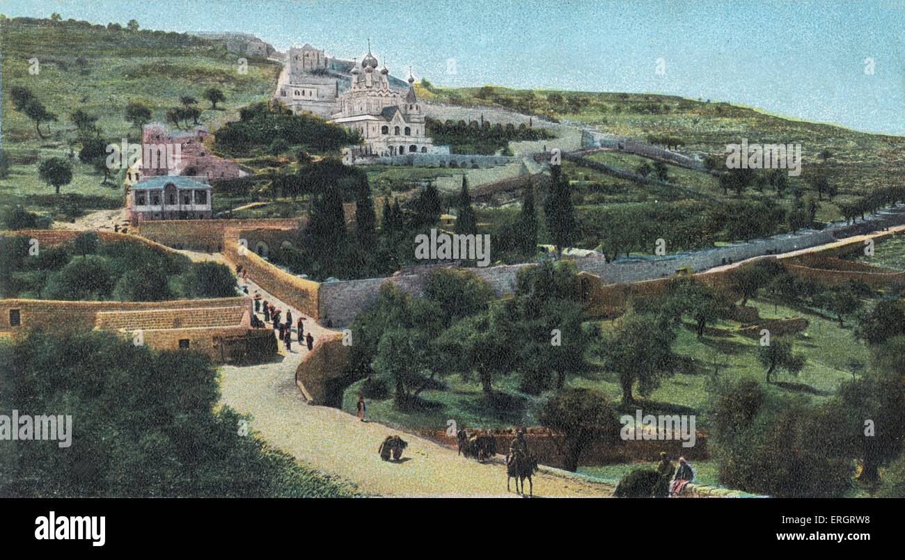 Der Garten von Gethsemane in Jerusalem, wo Christus fiel auf sein Angesicht und weinte laut dem Buch des Matthäus. Stockfoto