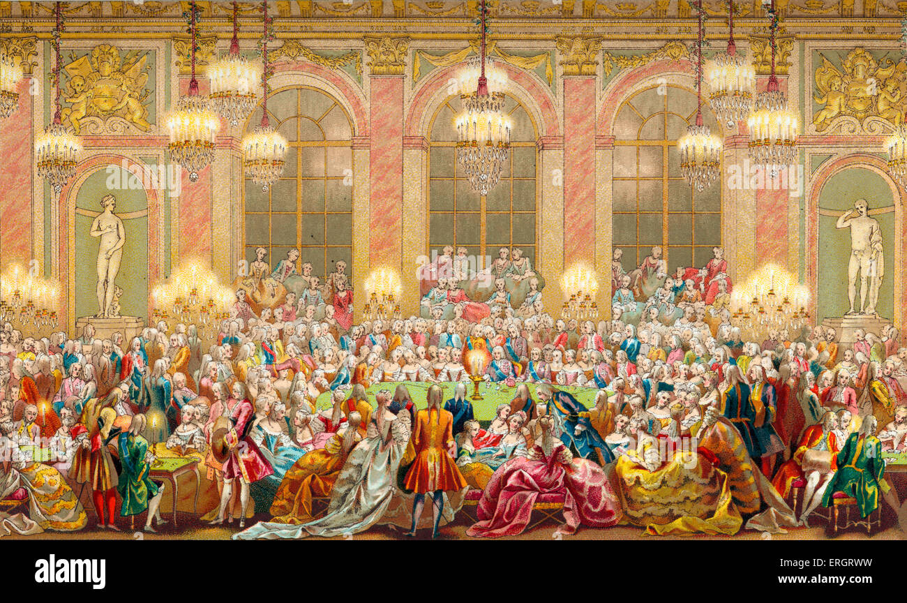 Das "Jeu du Roi" Spieltisch im Gericht von Louis XV. Louis XV regierte 1723-1774. Stockfoto