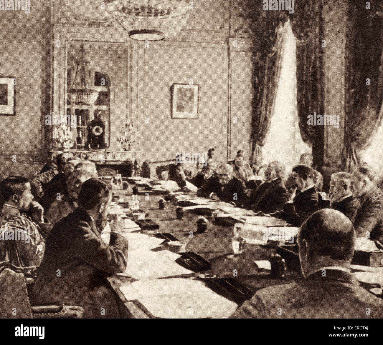 "Waffenstillstand" - Abbildung der inter-alliierten Konferenz in Versailles, wo der Vertrag wurde nach dem ersten Weltkrieg 1918 unterzeichnet. Frieden. Stockfoto