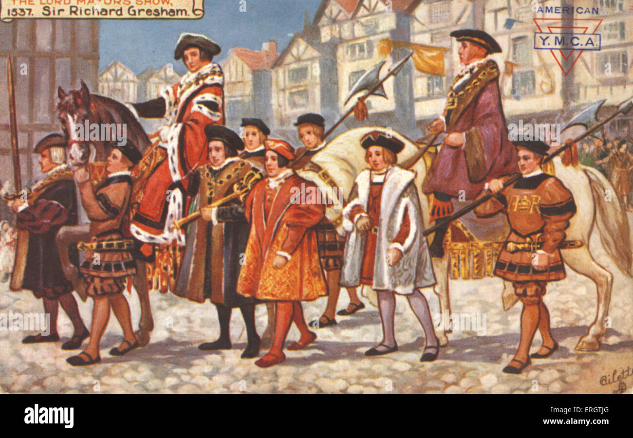 Der Lord Mayor es Show in der Londoner City, Tudor England, 1537. Sir Richard Gresham (geb. 1485) wurde am zum Oberbürgermeister gewählt. Stockfoto