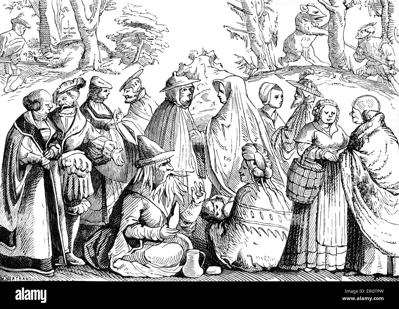 Zigeuner - männliche und weibliche Zigeuner Wahrsagen, 1552. Stockfoto