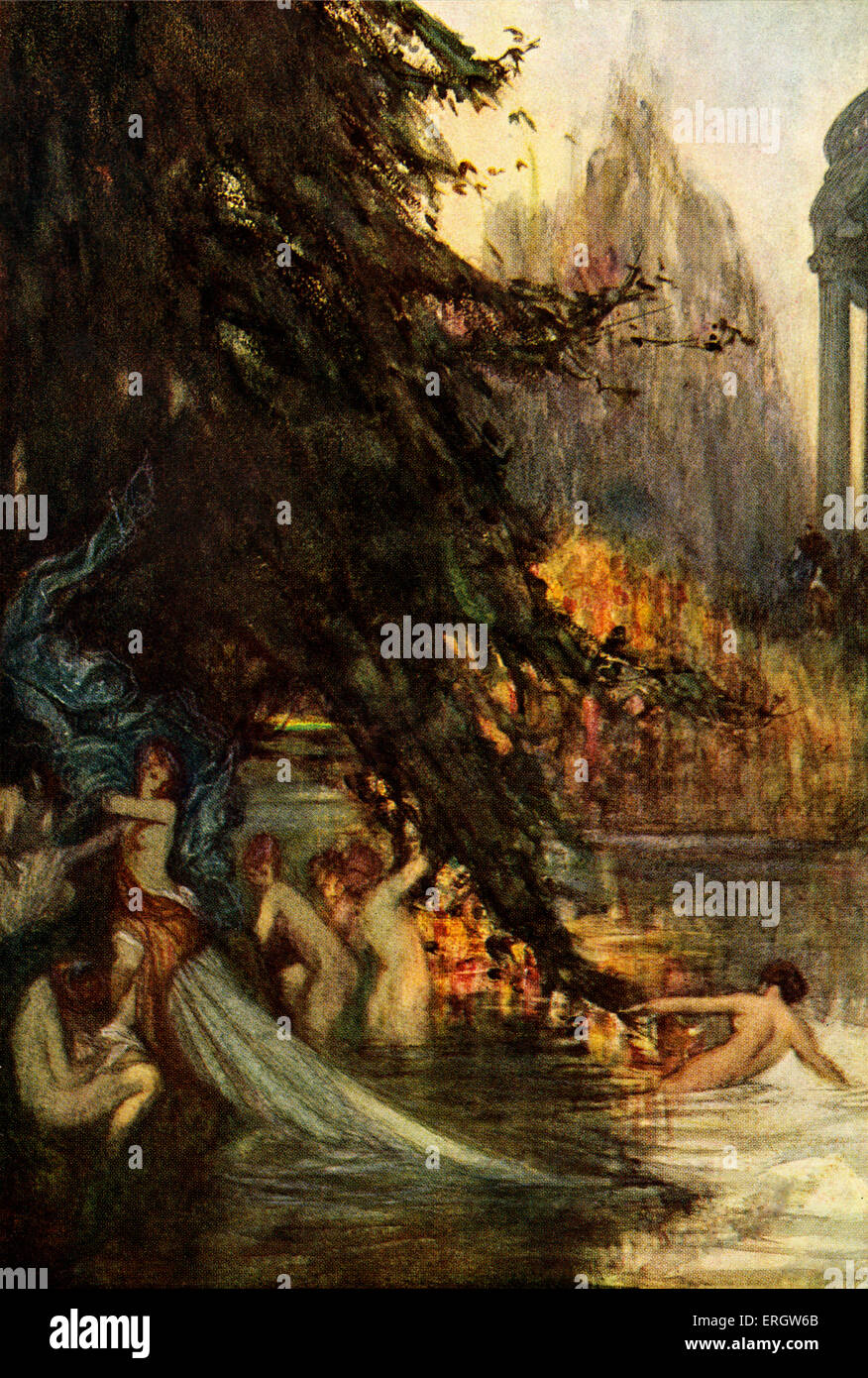 "Schlaf und Poesie" von John Keats.  Bildunterschrift lautet: "sehen, in ein anderes Bild, Nymphen sind stundlich Dianas furchtsam abwischen Stockfoto