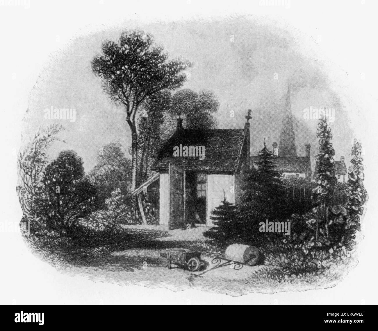 William Cowper Sommer-Haus: "Obstgarten Seite." Sein beliebter Rückzugsort für das Schreiben von Poesie und Prosa Unitl 1786. WC: Englischer Dichter Stockfoto