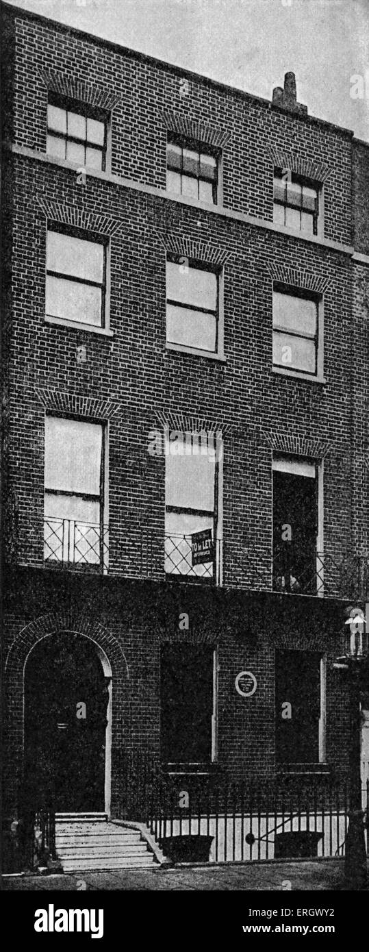 Ruskinss Geburtsort, Hunter Street, Brunswick Square, London. JR: Viktorianische Dichter, Künstler, Kunstkritiker und Philosophen, Stockfoto