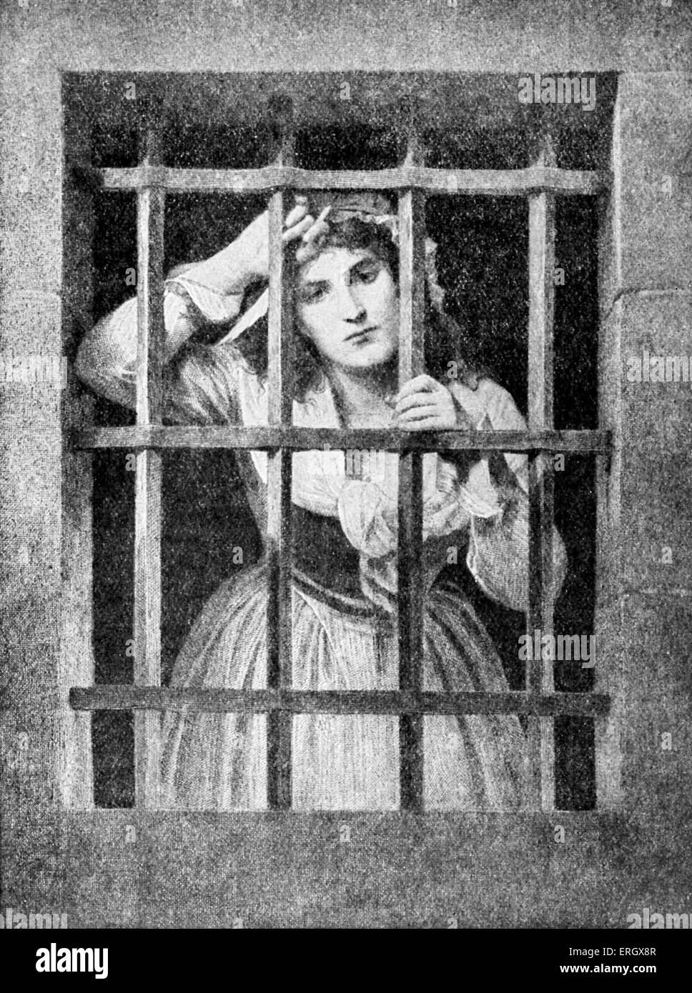 Charlotte Corday in der Conciergerie. Marie-Anne Charlotte Corday d'Armont, Figur der französischen Revolution. 27. Juli 1768 - 17 Stockfoto