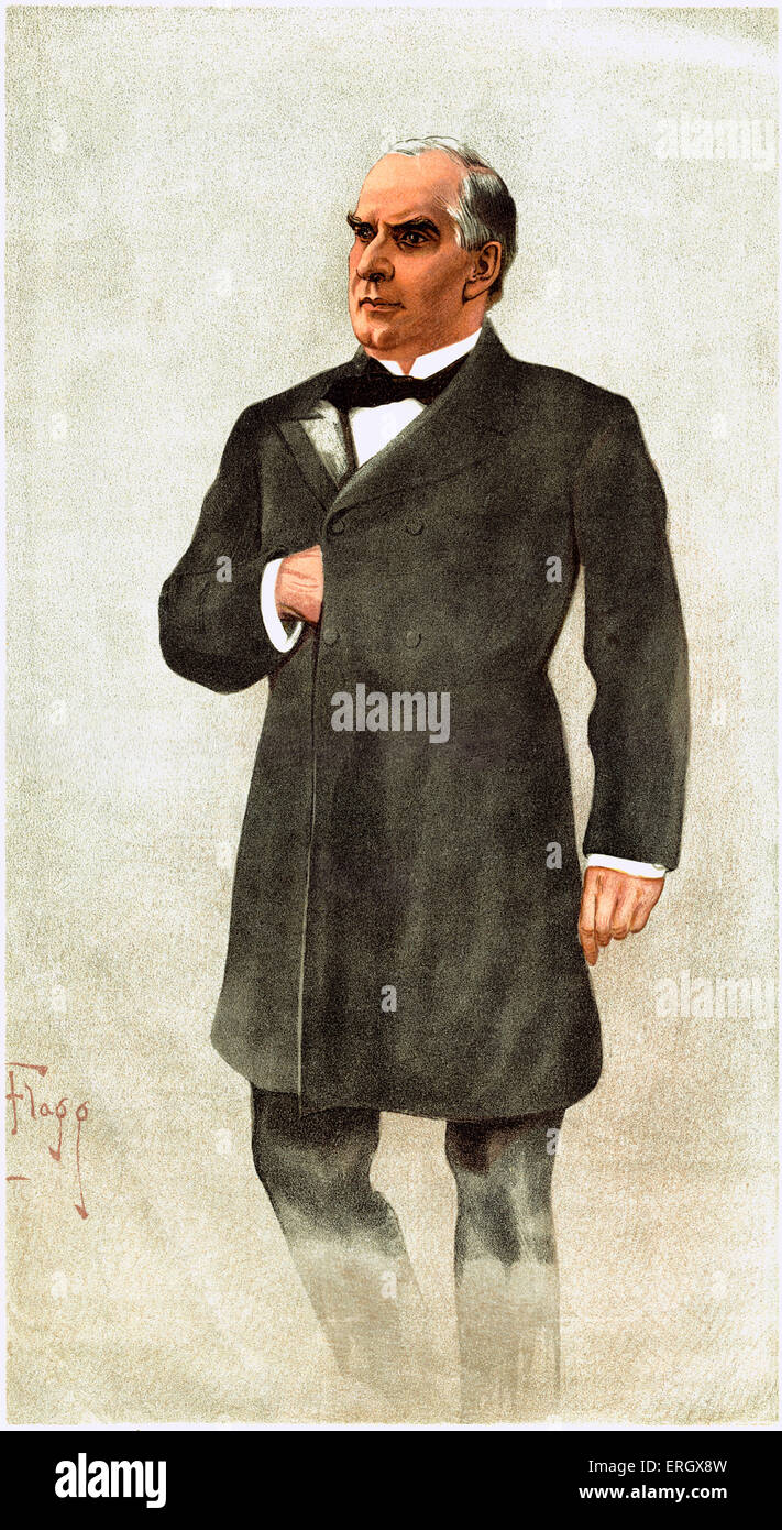 William McKinley: "eine amerikanische Beschützer". 2. Februar 1899. Cartoon für die Vanity Fair. WM: 25. Präsident der Vereinigten Staaten, 29. Januar 1843 – 14. September 1901. Stockfoto