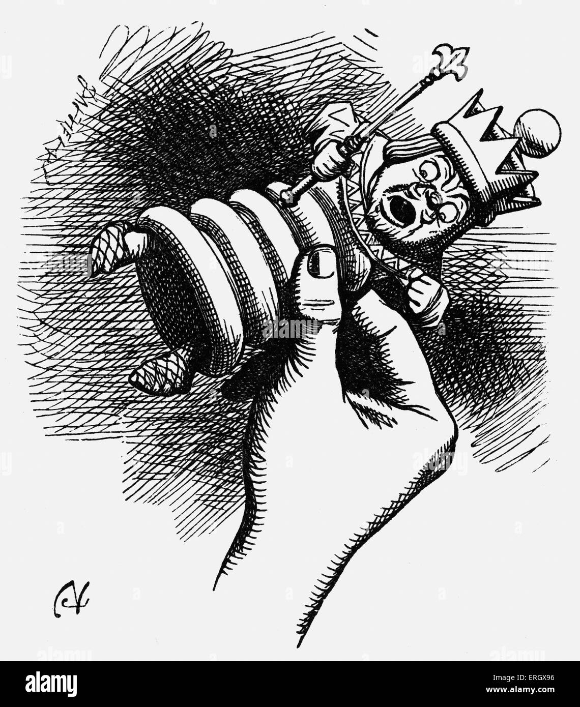 Carrolls Buch "Through the Looking-Glass und was Alice dort fand".  Illustriert von John Tenniel. Beschreibung der Stockfoto