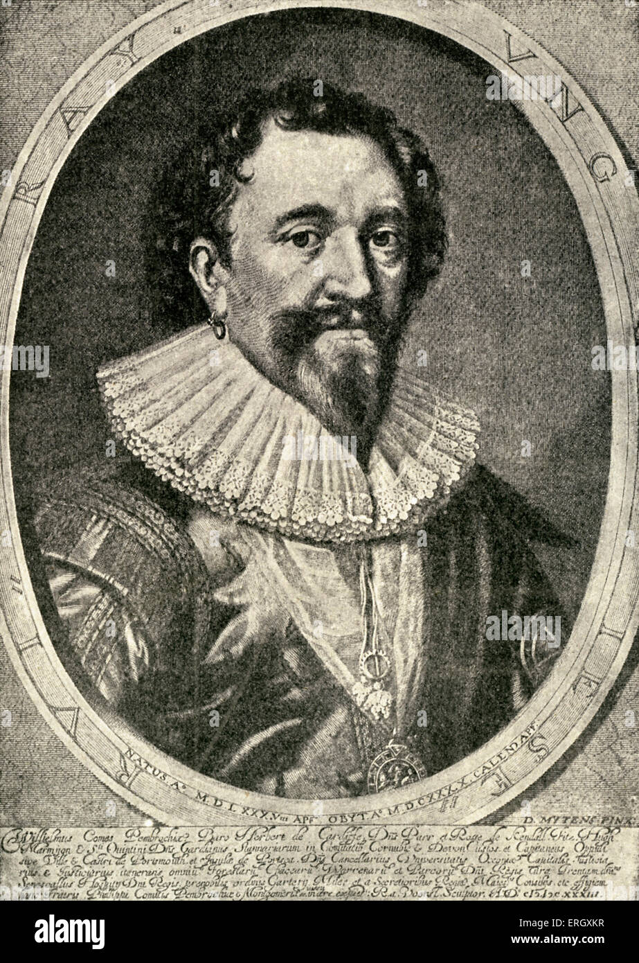 William Herbert, 3. Earl of Pembroke: Kanzler der Universität Oxford, Patron von William Shakespeare, 8 April 1580 – 10 Stockfoto