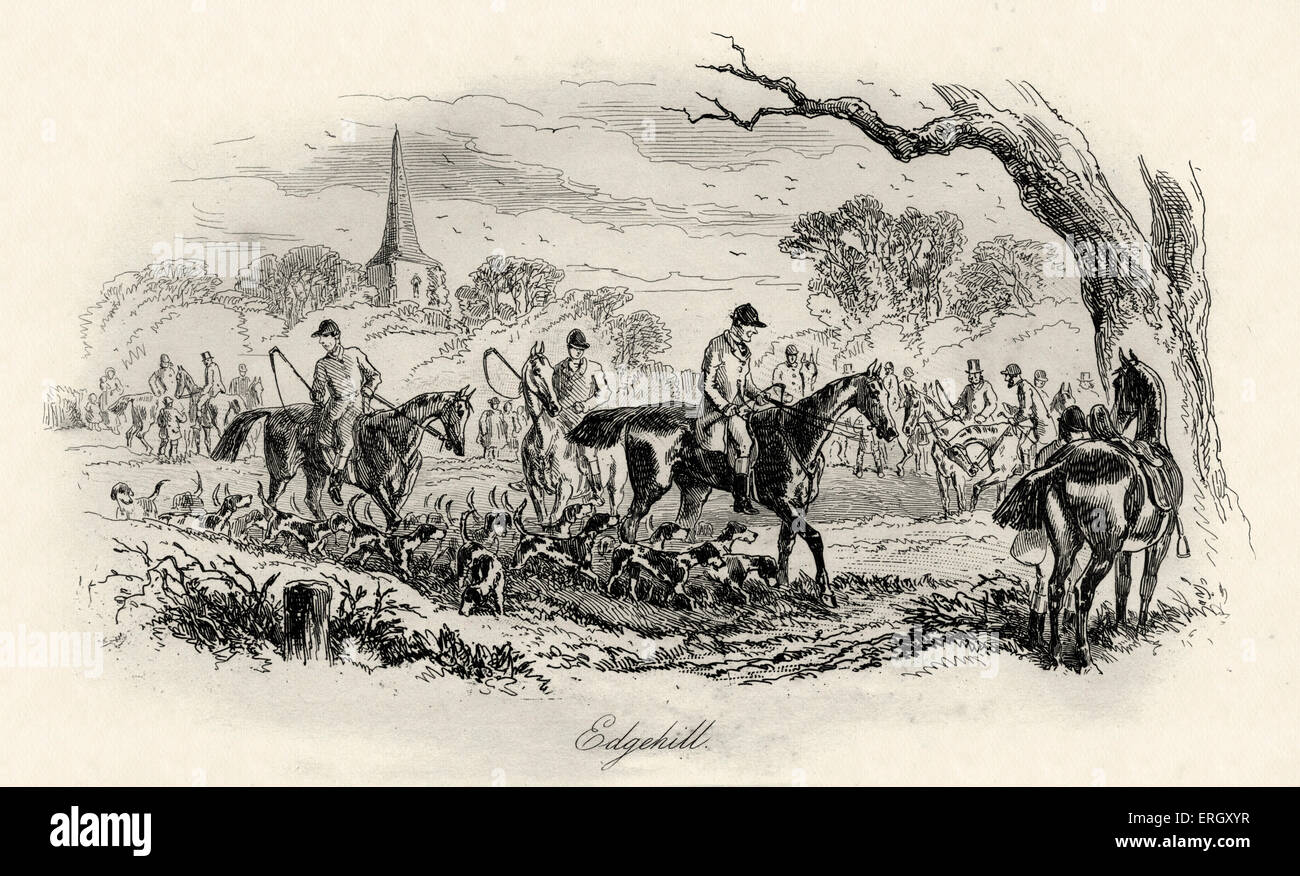 "Kannst du ihr von Anthony Trollope verzeihen?".  Zuerst veröffentlicht in den Jahren 1864 und 1865. Bildunterschrift lautet: "Edgehill". (Die Jagd).  AT: Stockfoto
